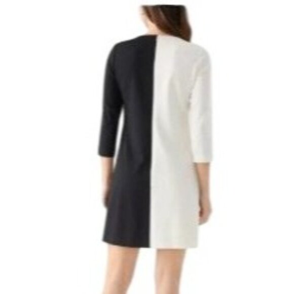 ANNE KLEIN WOMENS COLORBLOCKED 34-SLEEV WHITE DOVEANNE BLACK SZ 14 NWT - Picture 2 of 8